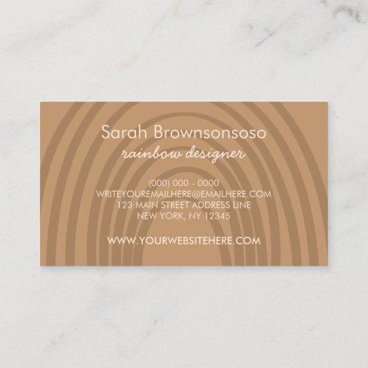 Brown Boho Rainbow Kinderzimmer Visitenkarte (Rückseite)