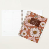 Brown Boho Retro Floral Print Personalisiert Planer (Anzeige)