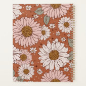 Brown Boho Retro Floral Print Personalisiert Planer (Rückseite)