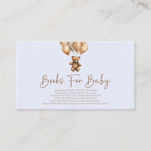 Brown Boho Teddy Bear Babydusche Bücher für Baby Begleitkarte (Vorderseite)