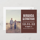 Brown Bold Foto Save the Date Postkarten (Vorne/Hinten)