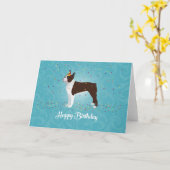Brown Boston Terrier Birthday Design Karte (Gelbe Blume)