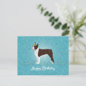 Brown Boston Terrier Birthday Design Postkarte (Stehend Vorderseite)