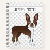 Brown Boston Terrier Cartoon Dog & Custom Text Notizblock (Vorderseite)