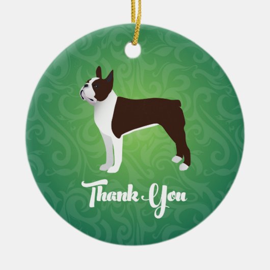 Brown Boston Terrier Danke für Design Keramik Ornament (Vorne)