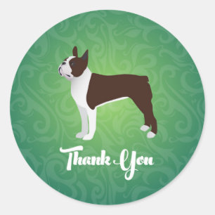 Brown Boston Terrier Danke für Design Runder Aufkleber