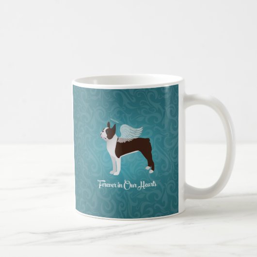 Brown Boston Terrier Dog Angel Pet Memorial Kaffeetasse (Rechts)