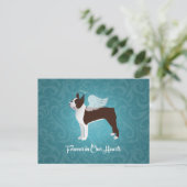 Brown Boston Terrier Dog Angel Pet Memorial Postkarte (Stehend Vorderseite)