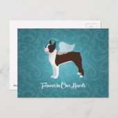 Brown Boston Terrier Dog Angel Pet Memorial Postkarte (Vorne/Hinten)