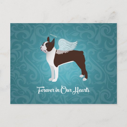 Brown Boston Terrier Dog Angel Pet Memorial Postkarte (Vorderseite)