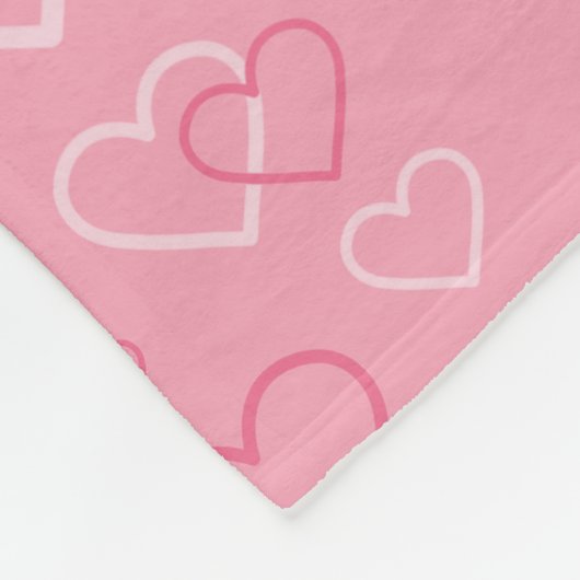 Brown Boston Terrier Hund auf rosa Herzen und Name Fleecedecke (Ecke)