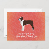 Brown Boston Terrier Mein Herz wird immer lächeln Postkarte (Vorne/Hinten)