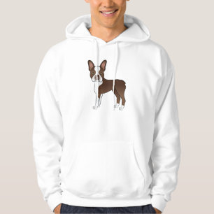 Brown Boston Terrier Niedlich Cartoon Dog Zeichnen Hoodie
