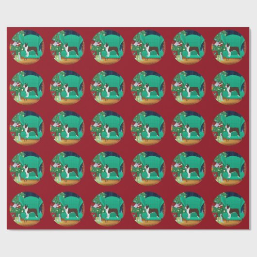 Brown Boston Terrier und das Geschenk des Weihnach Geschenkpapier (Flach)