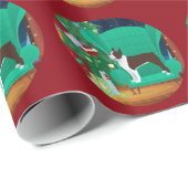 Brown Boston Terrier und das Geschenk des Weihnach Geschenkpapier (Rolleneckpunkt)