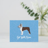 Brown Boston Terrier wird bald gut konzipiert Postkarte (Stehend Vorderseite)