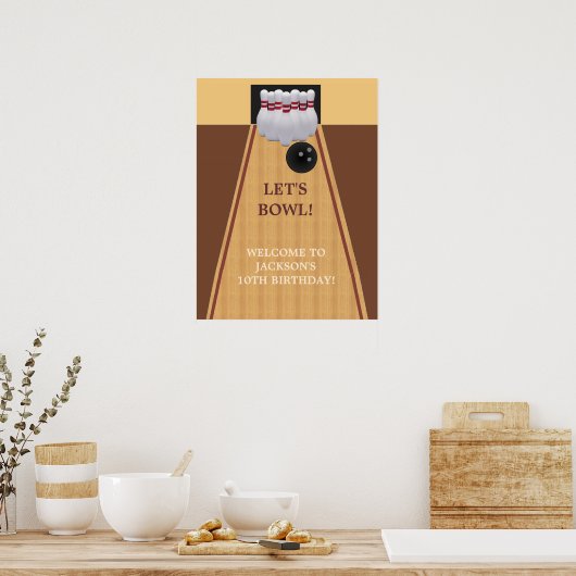 Brown Bowling Birthday Party Poster (Küche)