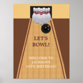 Brown Bowling Birthday Party Poster (Vorne)