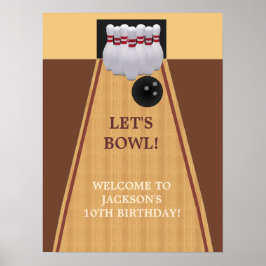 Brown Bowling Birthday Party Poster
