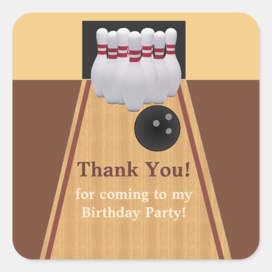 Brown Bowling Birthday Party Sticker (Vorderseite)