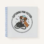 Brown Boxer Dog Camera Blue Beret Creative Artbook Notizblock (Vorderseite)