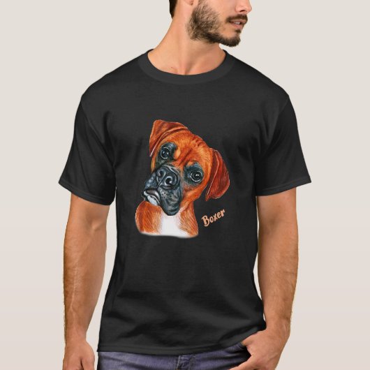 Brown Boxer Dog Portrait T-Shirt (Vorderseite)