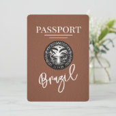 Brown Brazil Passport Save the Date (Stehend Vorderseite)