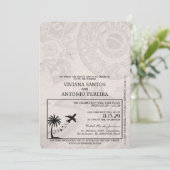 Brown Brazil Passport Wedding Einladung (Stehend Vorderseite)