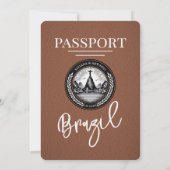 Brown Brazil Passport Wedding Einladung (Rückseite)