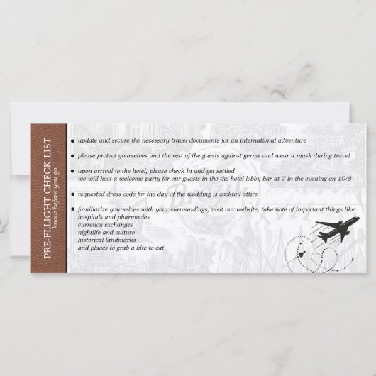 Brown Brazil Wedding Boarding Pass (Rückseite)
