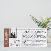 Brown Brazil Wedding Boarding Pass (Stehend Vorderseite)