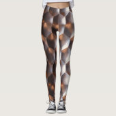 Brown Bronze Hexagon Abstrakt geometrisches Muster Leggings (Vorderseite)