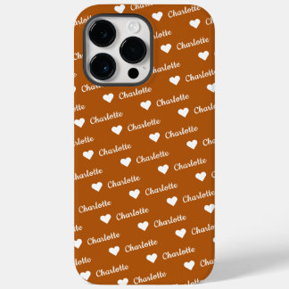Brown Bronze Repetiername Script Heart Case-Mate iPhone 14 Pro Max Hülle