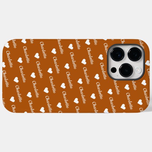 Brown Bronze Repetiername Script Heart Case-Mate iPhone Hülle (Rückseite (Horizontal))