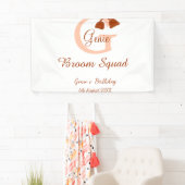 Brown broom Squad Geburtstagsname Pfirsichmonogram Banner (Insitu)