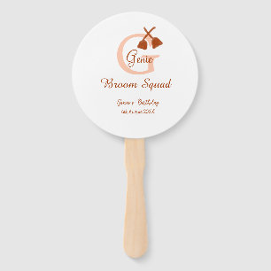 Brown broom Squad Geburtstagsname Pfirsichmonogram Fächer