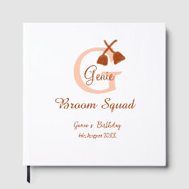 Brown broom Squad Geburtstagsname Pfirsichmonogram Gästebuch