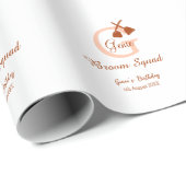 Brown broom Squad Geburtstagsname Pfirsichmonogram Geschenkpapier (Rolleneckpunkt)