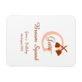 Brown broom Squad Geburtstagsname Pfirsichmonogram Magnet (Horizontal)