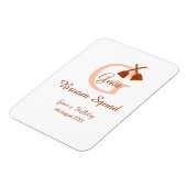Brown broom Squad Geburtstagsname Pfirsichmonogram Magnet (Linke Seite)