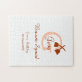 Brown broom Squad Geburtstagsname Pfirsichmonogram Puzzle (Horizontal)