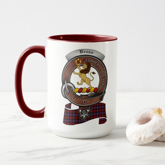 Brown/Broun Clan Abzeichen Combo 15oz Tasse (Mit Donut)