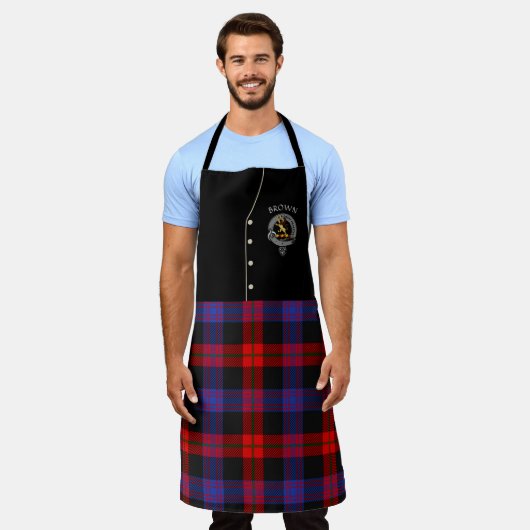 Brown/Broun Clan Abzeichen & Tartan Kilt Schürze (Getragen)