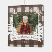 Brown Buffalo Kariert Rustic Pine Trees Family Fot Keramikornament (Links)