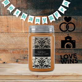 Brown Bumble Bee Damask Save the Date Adressaufkleber