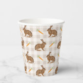 Brown Bunnies And Carrots Rustic Rabbit Pattern Pappbecher (Vorderseite)