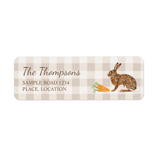 Brown Bunny And Carrots Beige Gingham Easter (Vorne)