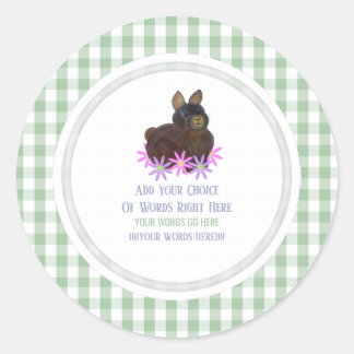 Brown Bunny Daisy und Gingham Runder Aufkleber