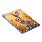 Brown Bunny Floral Field Animal Painting Notizblock (Rechte Seite)