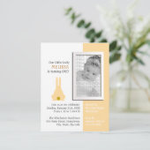 Brown Bunny Foto Geburtstag Einladung (Stehend Vorderseite)